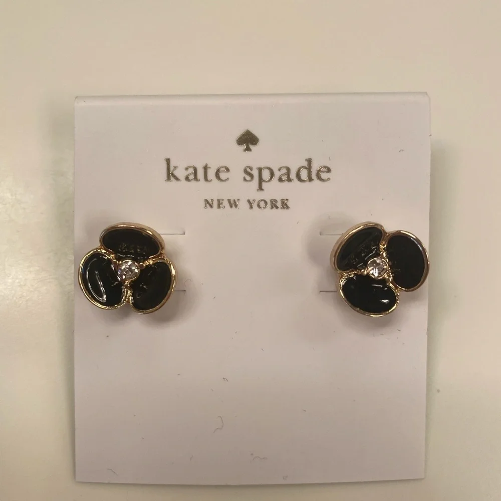Kate Spade Disco Pansy Black Studs - Picture 2 of 4
